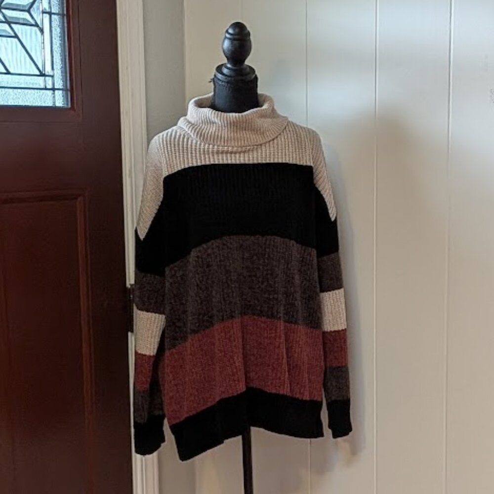 "Vanilla Bay" Striped Chenille Oversized Sweater Size Small